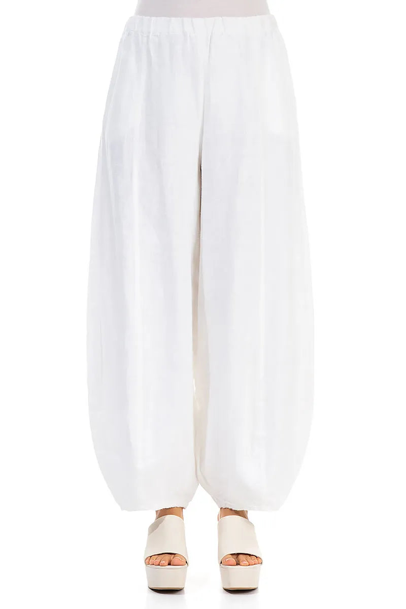 Wide White Linen Trousers