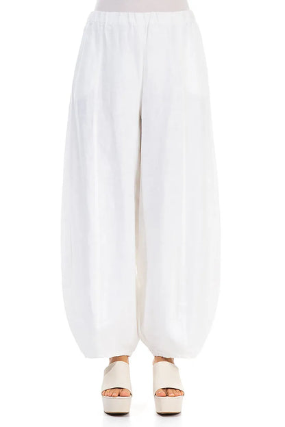 Wide White Linen Trousers
