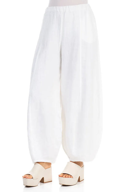 Wide White Linen Trousers