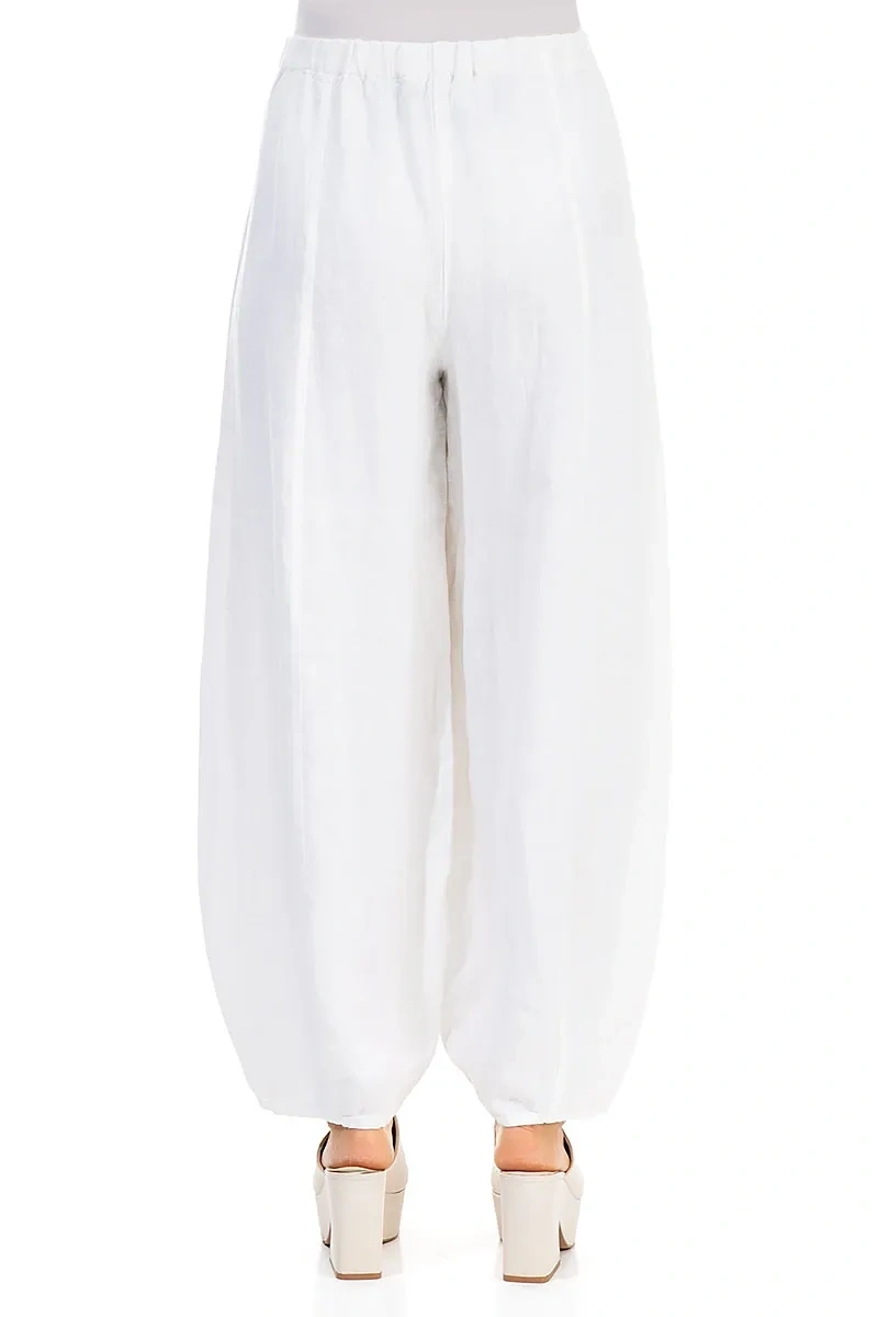 Wide White Linen Trousers