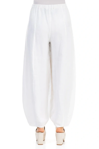 Wide White Linen Trousers