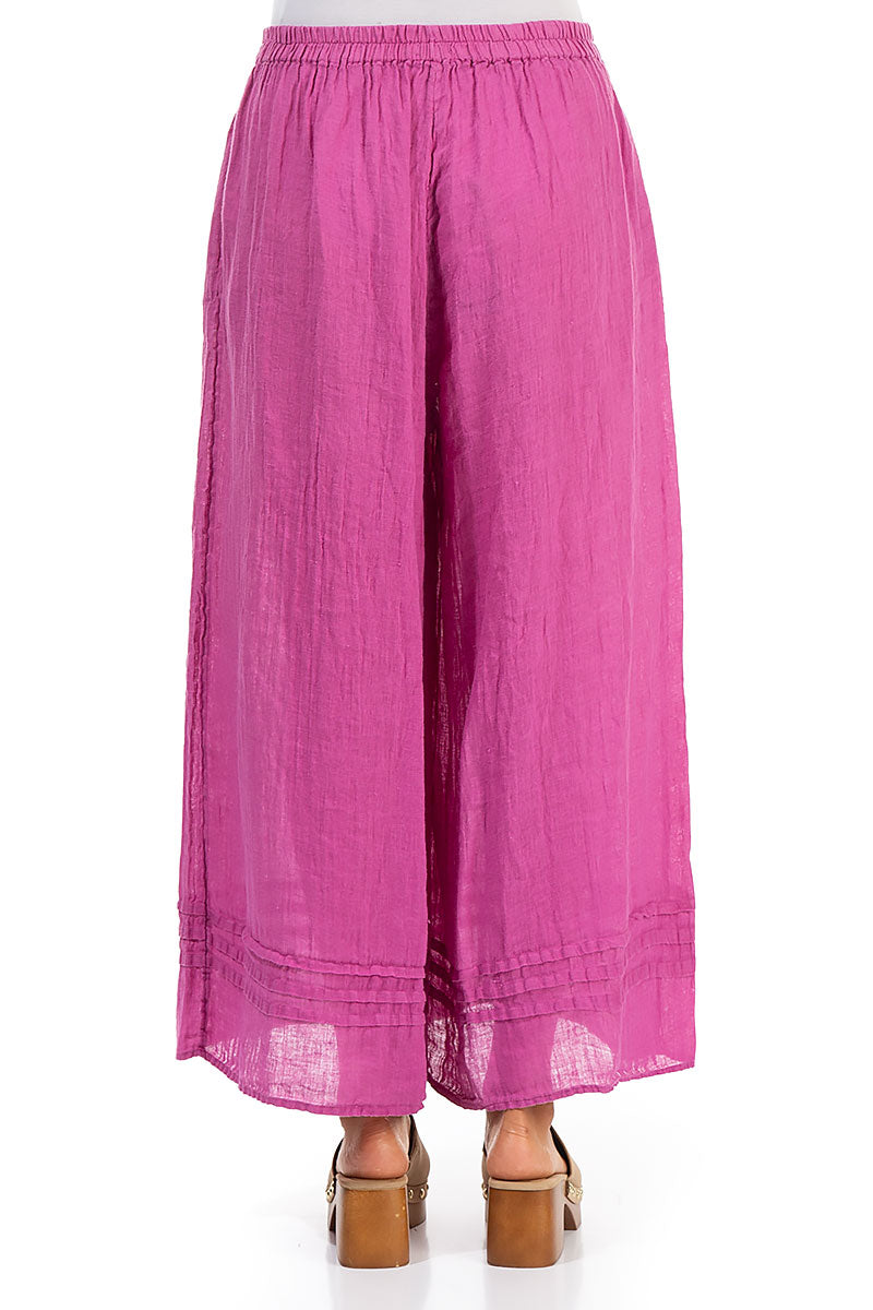 Wide Wild Berry Gauze Linen Trousers 2