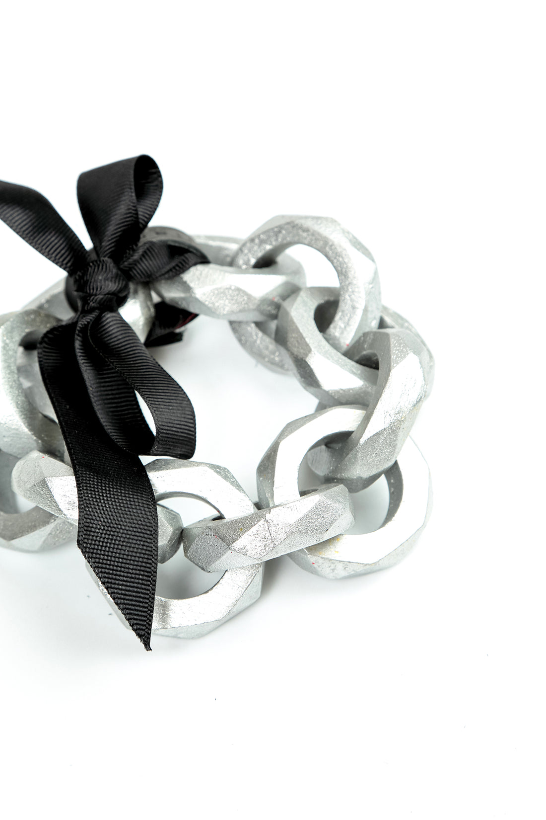 Wooden Loop Silver Chain Bracelet