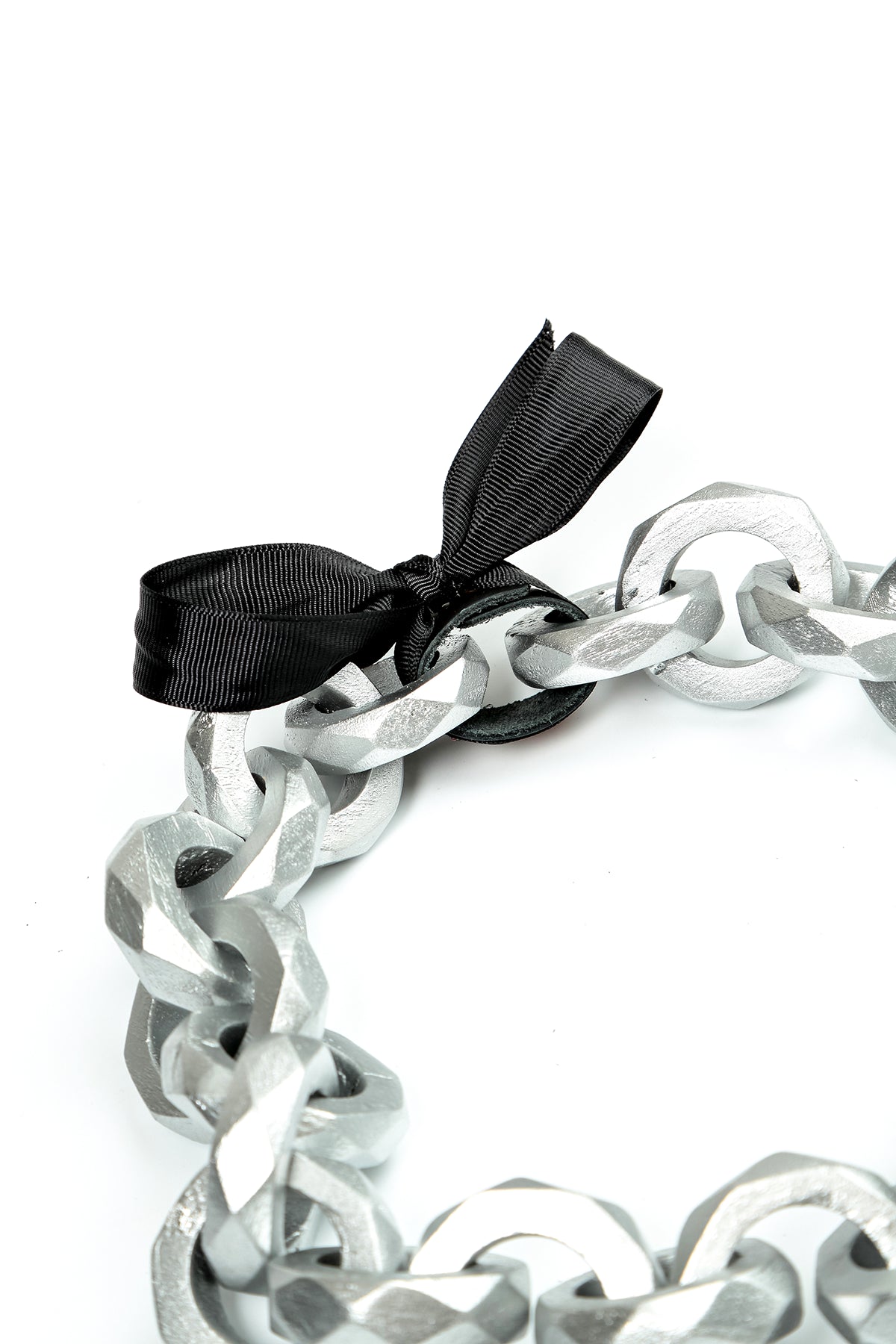 Wooden Loop Silver Chain Necklace