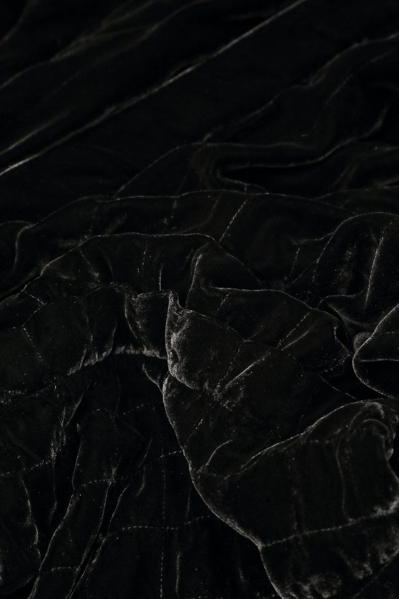 Black Pleated Silk Velvet Jacket - Coat 6
