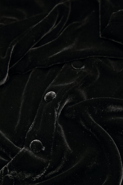 Collar Neck Black Silk Velvet Dress