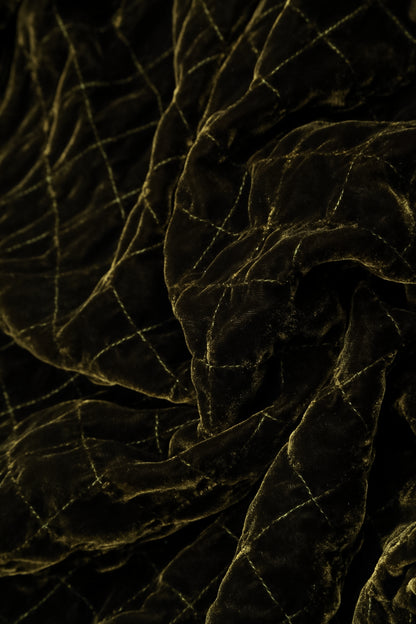 Veste plissée en velours de soie couleur brume de forêt