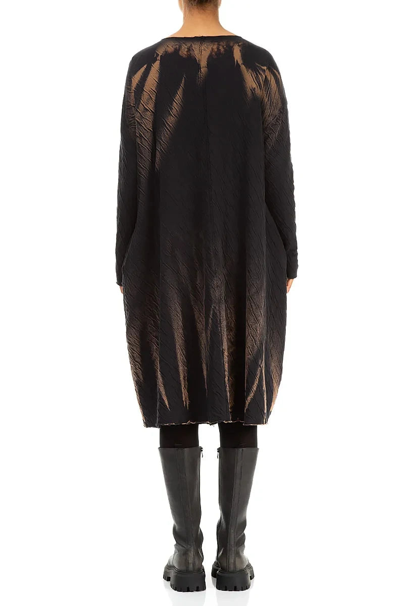 Zips Embellished Tie-Dye Wavy Cotton Dress 2