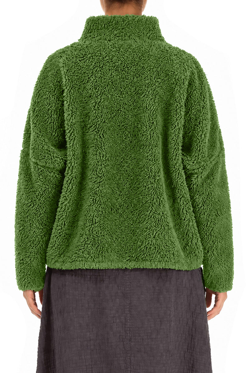 Zips Shamrock Green Teddy Cotton Jacket 2