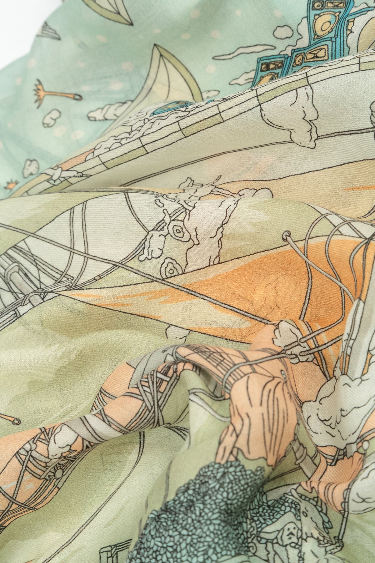 Antiker türkisfarbener Kaschmir-Seidenschal