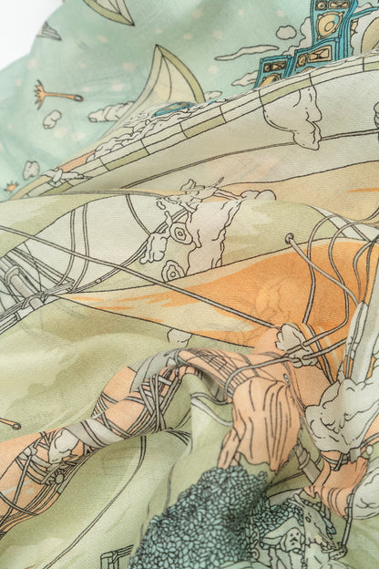 Antiker türkisfarbener Kaschmir-Seidenschal