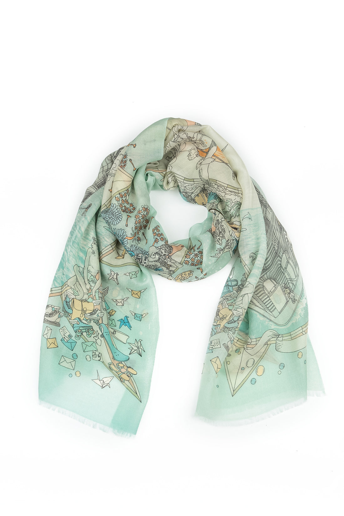 Antiker türkisfarbener Kaschmir-Seidenschal