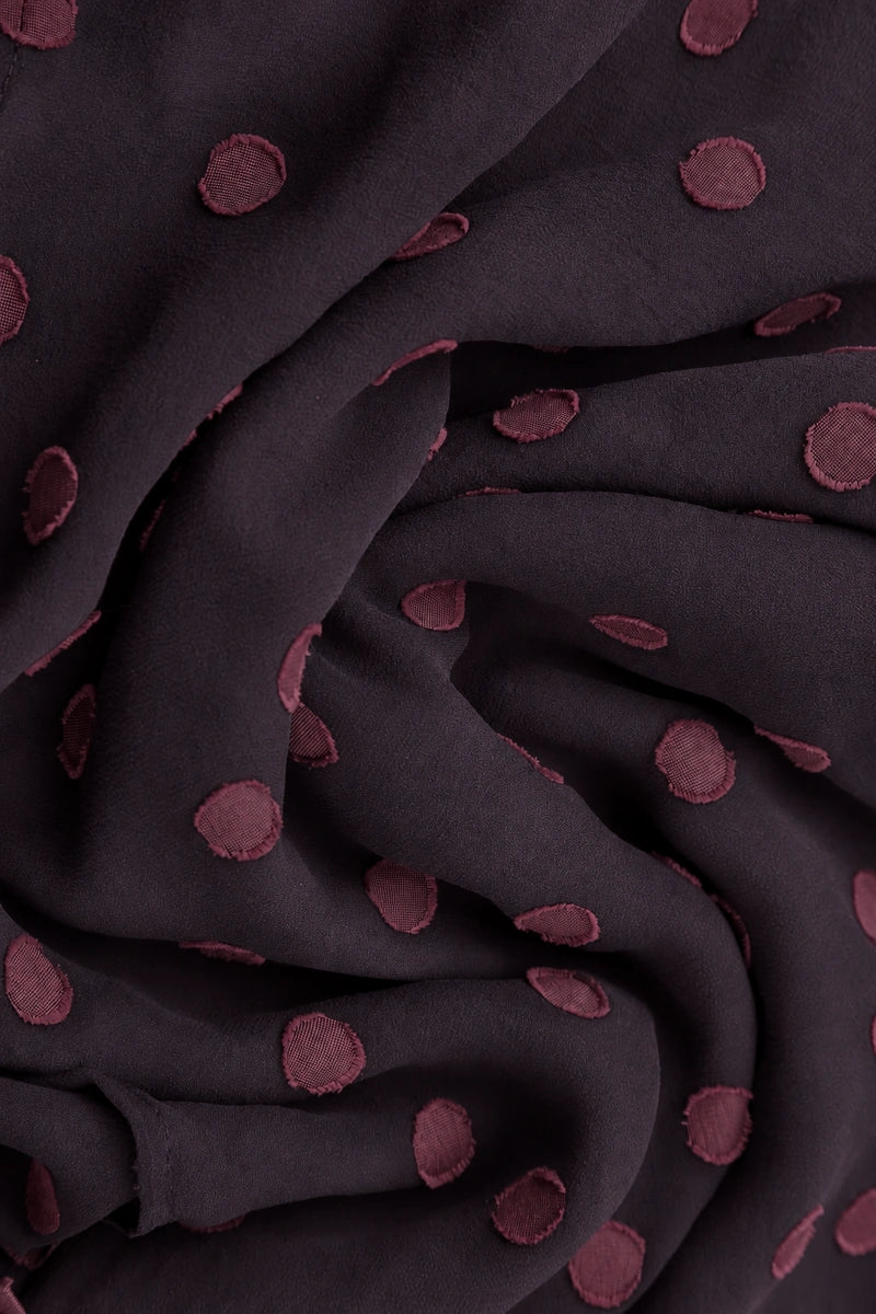 Dotty Deep Plum Silk Scarf 4
