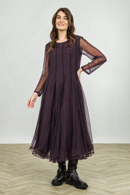 Flowing Deep Plum Silk Chiffon Dress