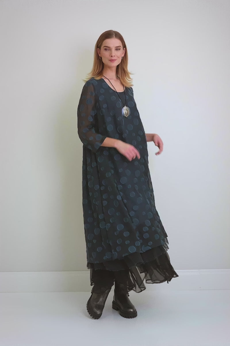 Layered Royal Blue Bubbles Silk Dress 7