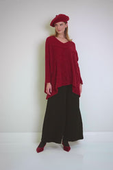 Ruby Red Knitted Wool Beret 8