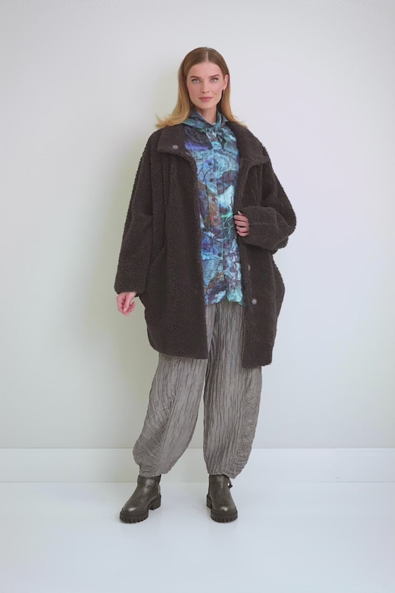 Graphite Blue Teddy Cotton Coat