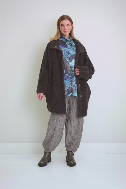 Graphite Blue Teddy Cotton Coat