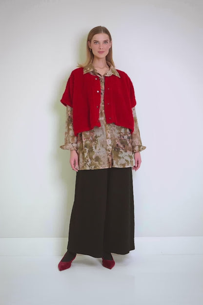 Gilet en coton Teddy rouge cerise