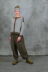 Khaki Edge Pistachio Wool Cardigan 8