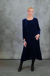 A-Line Azure Silk Velvet Dress 7