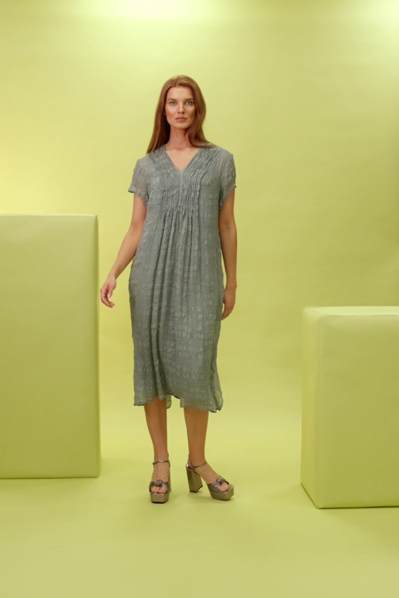 Romantic Grey Sage Light Silk Dress 7