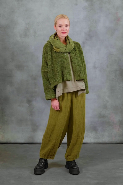 Snap Front Olive Teddy Cotton Jacket 8