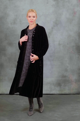 Stylish Long Vintage Violet Silk Velvet Jacket 7