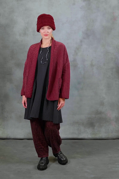 Taper Merlot Textured Linen Trousers 7