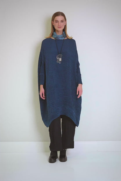 Graphite Blue Crumpled Viscose Trousers 6