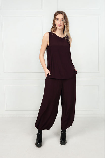 Lightweight Aubergine Viscose Trousers 5