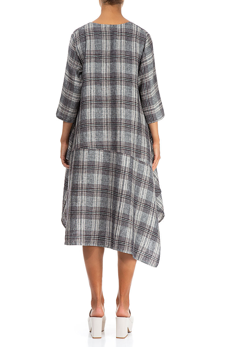 Asymmetric Checkered Pure Linen Tunic 2
