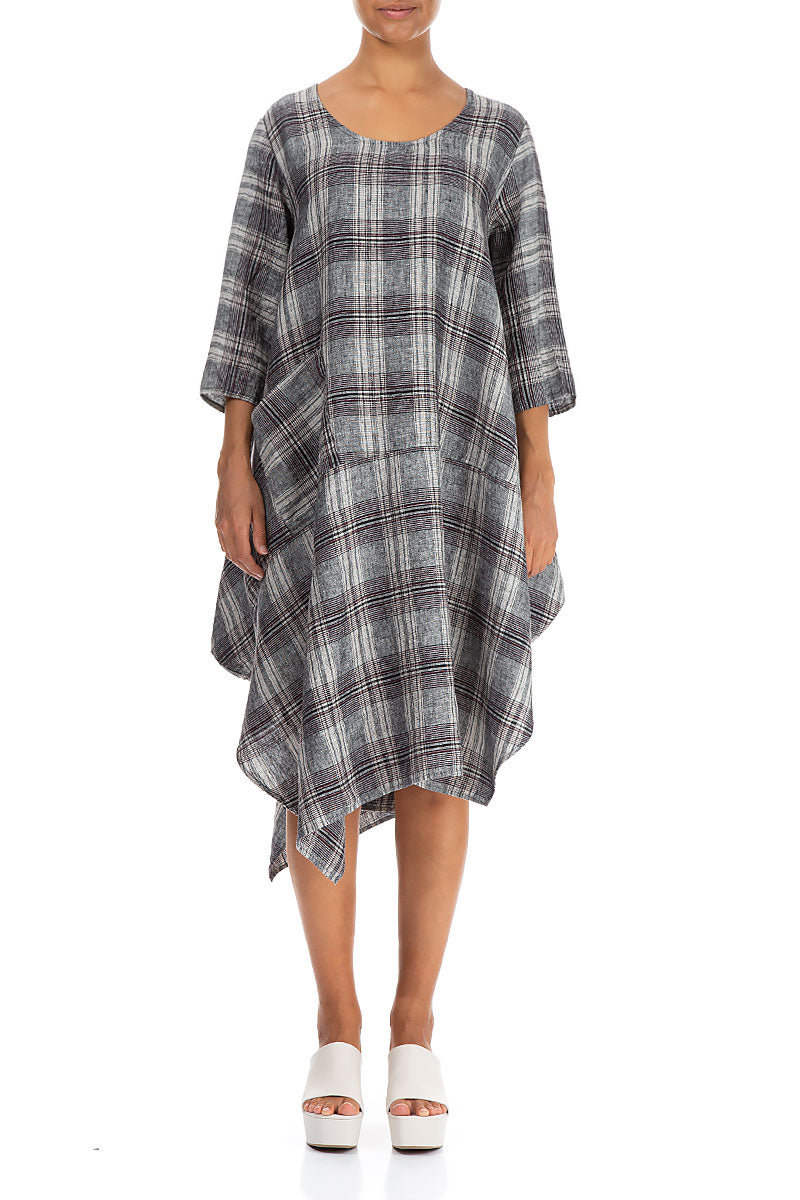 Asymmetric Checkered Pure Linen Tunic 1