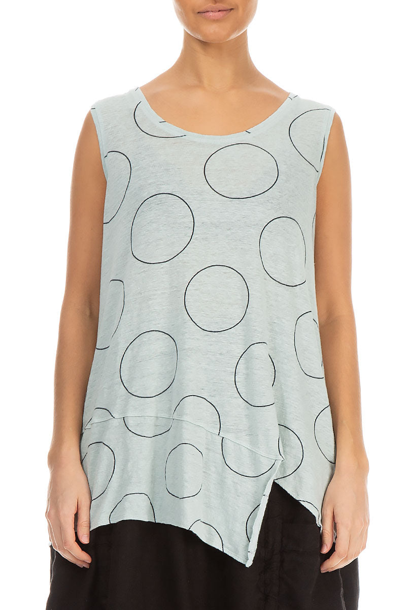 Asymmetric Cream Grey Bubbles Linen Jersey Top 1