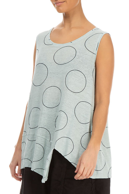 Asymmetric Cream Grey Bubbles Linen Jersey Top 3