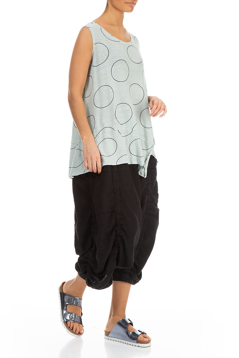 Asymmetric Cream Grey Bubbles Linen Jersey Top 4