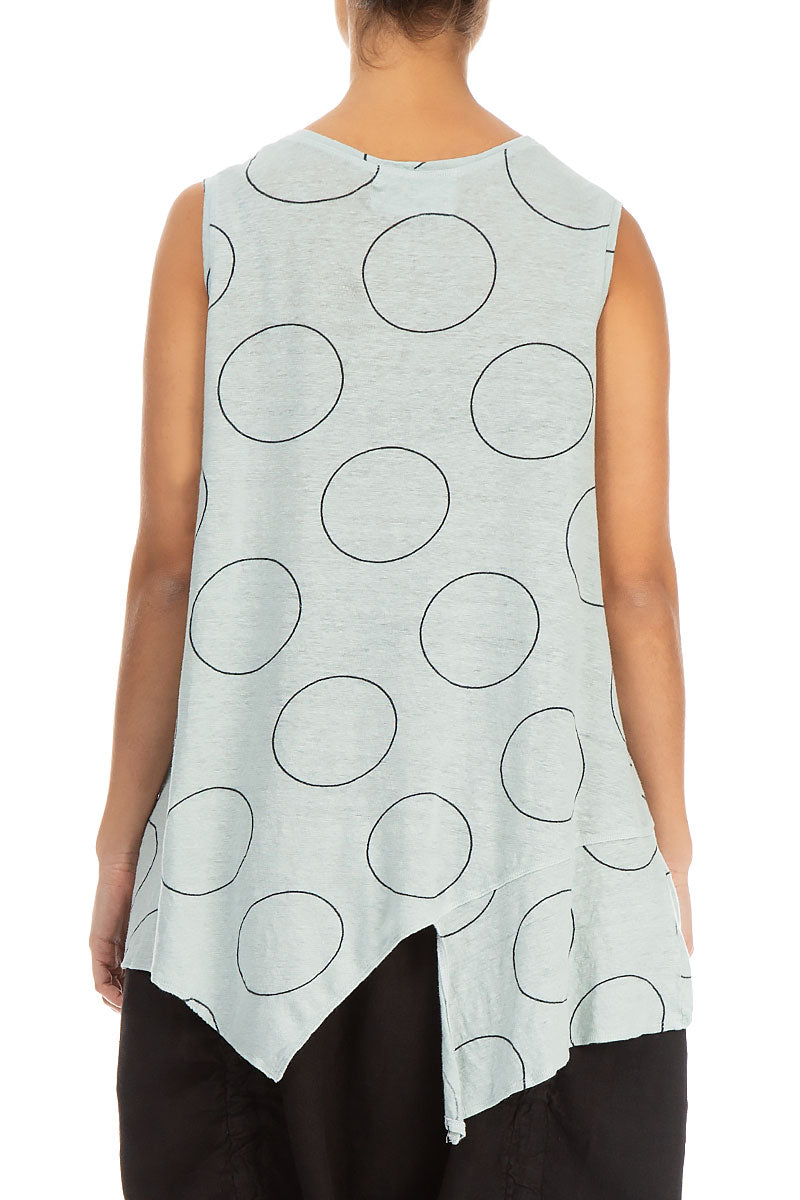 Asymmetric Cream Grey Bubbles Linen Jersey Top 2