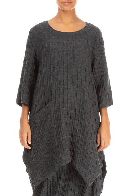 Asymmetric Grey Wool Cotton Tunic 1