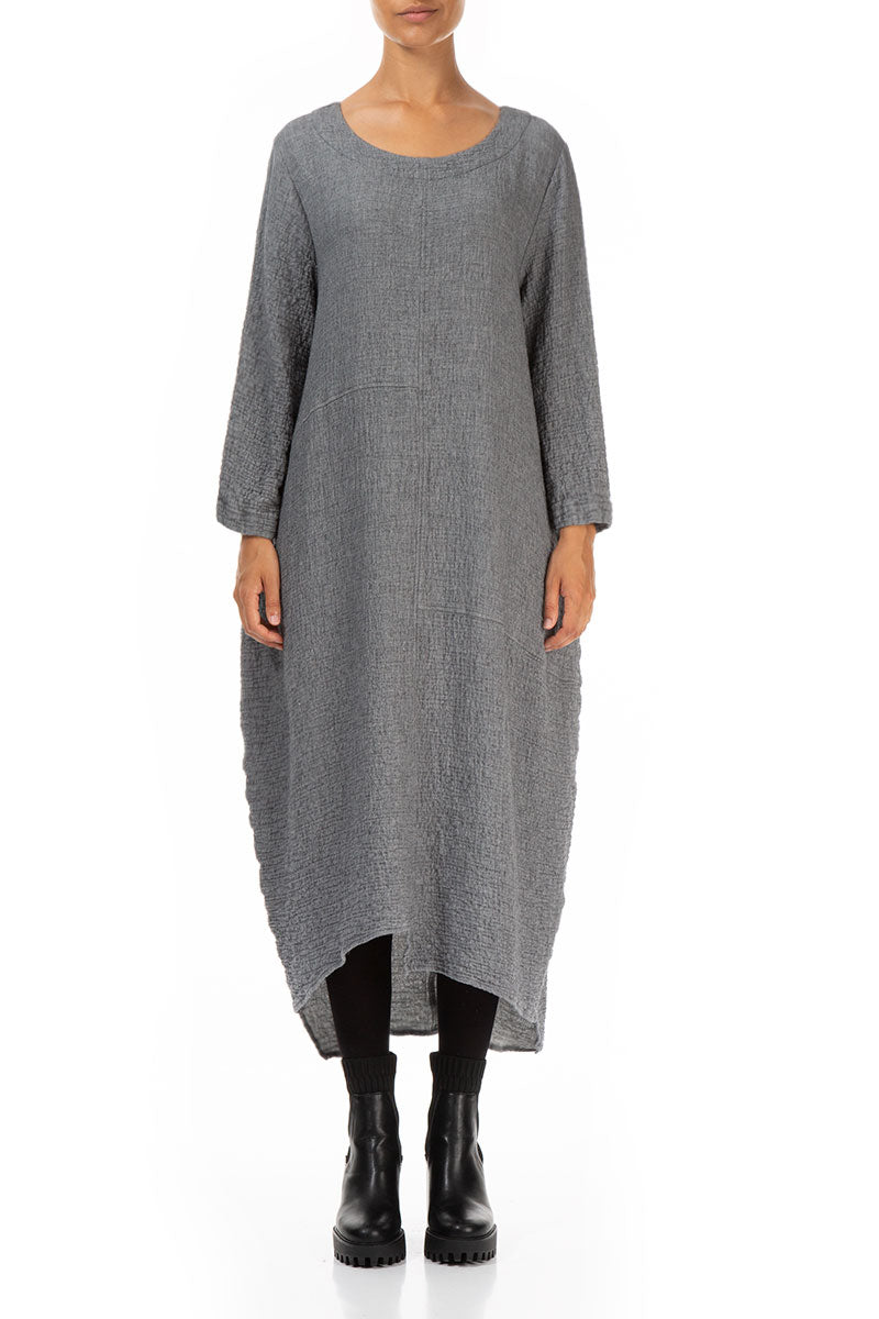 Asymmetrical Grey Wool Dress 1