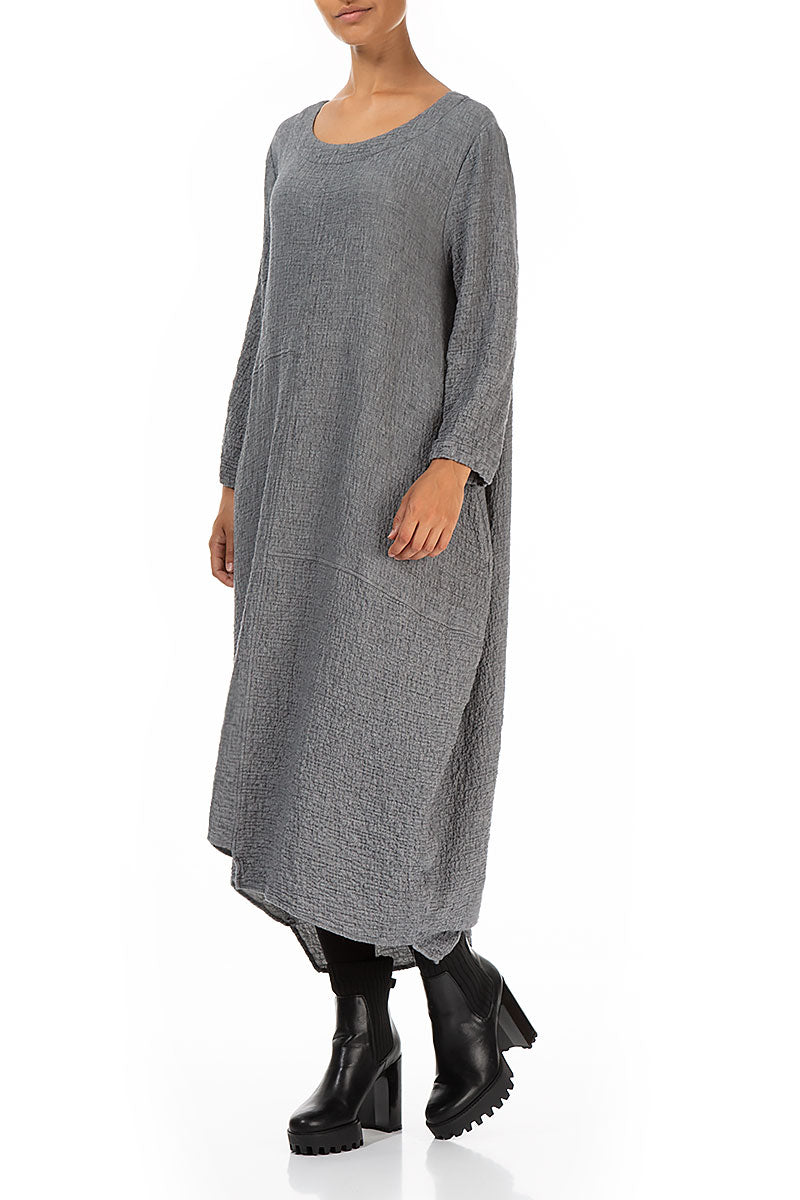 Asymmetrical Grey Wool Dress 4
