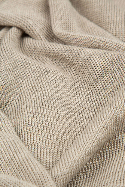 Flowers Decorated Natural Linen Jumper 5