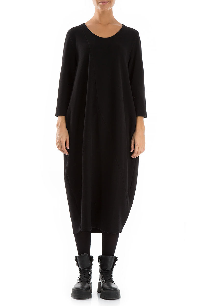 Balloon Black Cotton Jersey Dress 1
