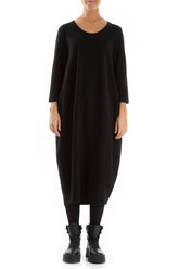Balloon Black Cotton Jersey Dress 1