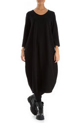 Balloon Black Cotton Jersey Dress 3