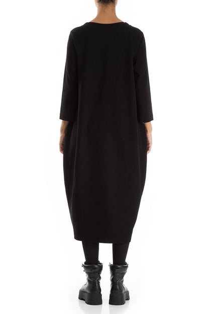 Balloon Black Cotton Jersey Dress 2