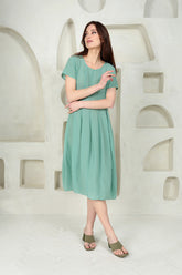 Balloon Mint Green Textured Silk Dress 6