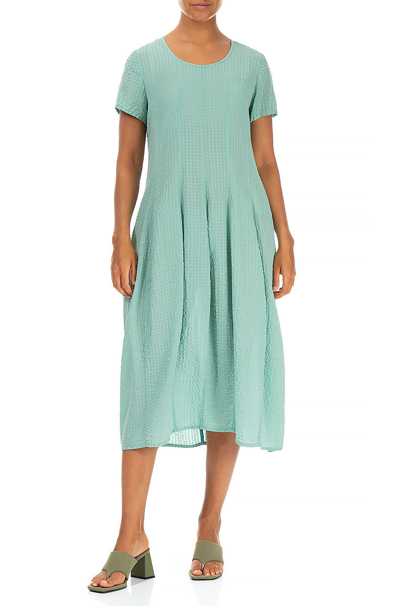 Balloon Mint Green Textured Silk Dress 4