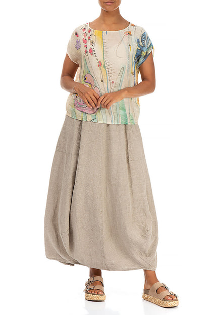Balloon Natural Linen Maxi Skirt 4