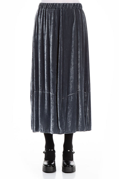 Balloon Silver Silk Velvet Skirt 1