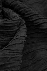 Long Sleeves V-neck Crinkled Black Silk Dress 6